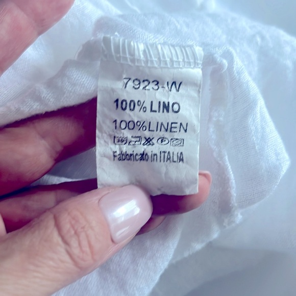 Puro Lino Made in Italy White Peasant Blouse Dolman Sleeve Top CottageCore M - Picture 8 of 8